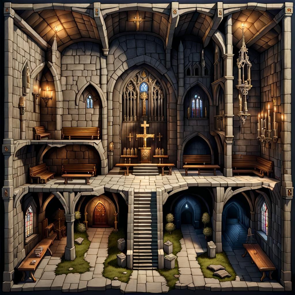 Detailed Underground Church Map for RPG Play