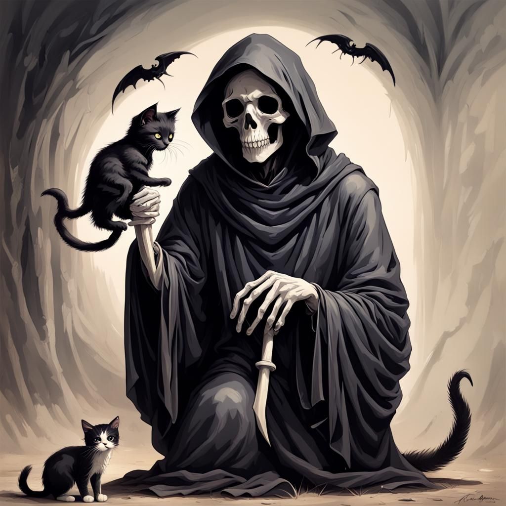 Touching Image: Grim Reaper and Kitten Soul