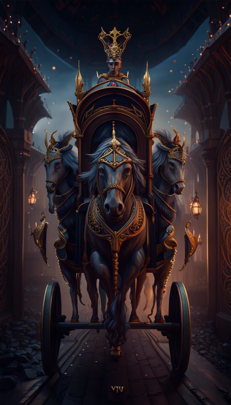 The Chariot Tarot Card in Detailed Matte Painting