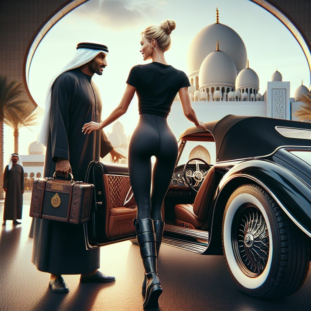 Chauffeur Opens Rolls-Royce Door in Dubai: Matte Painting