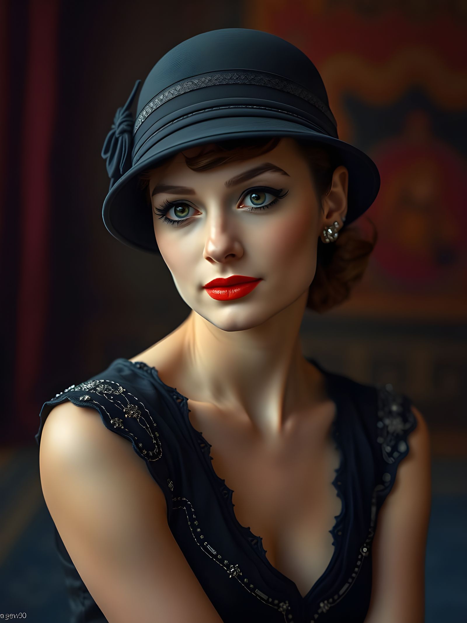 Timeless Audrey Hepburn Portrait in 1920s Glamour Style