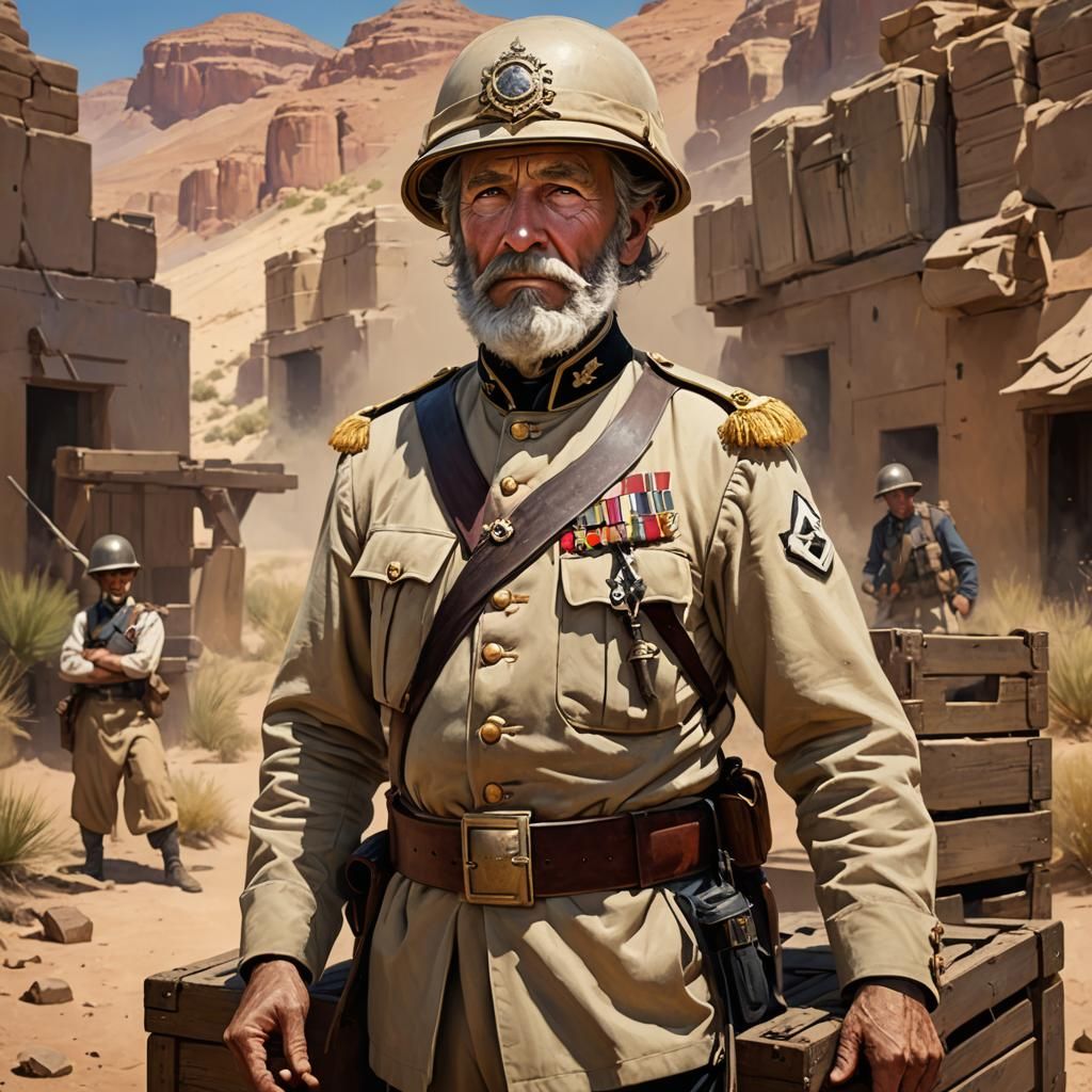Colonial Era Officer in Desert Landscape