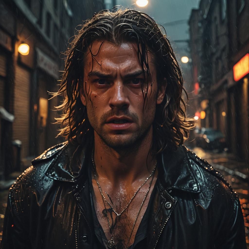 Enraged Man Unleashes Chaos: A Gritty Urban Film Still