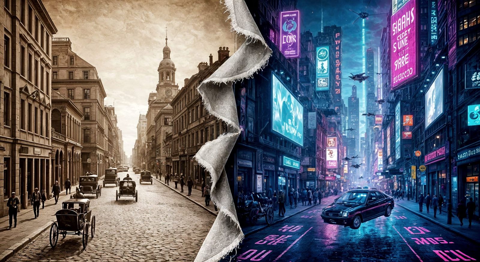 Dramatic Fabric Tear Reveals Past and Future Eras