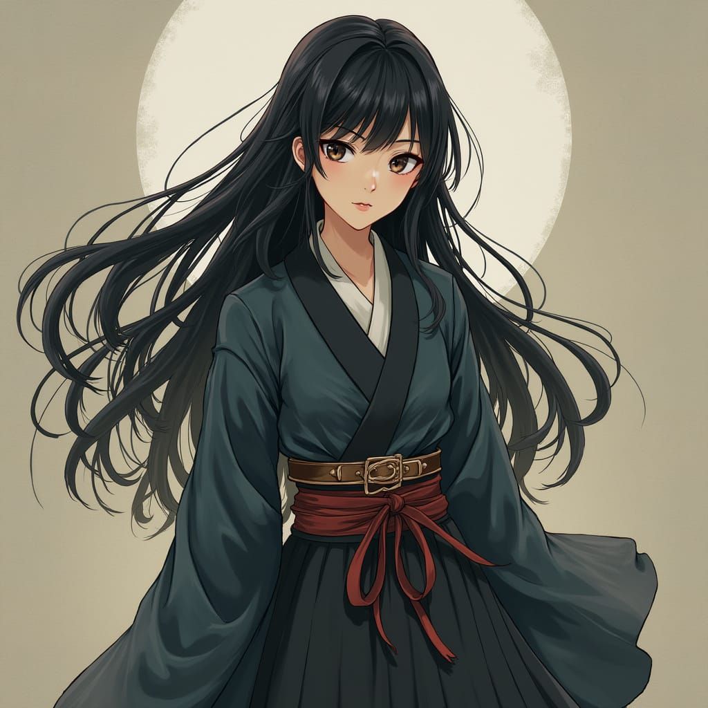 Elegant Jujutsu Sorcerer in Manga Style