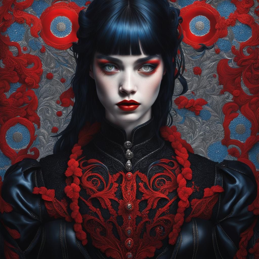 Woman in Red Corset: Detailed Fantasy Art