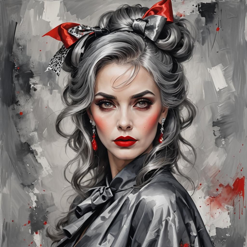 Stunning Woman with Smoky Eyes in Abstract Art