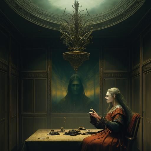 Ophelia and Hamlet in Dramatic Lighting