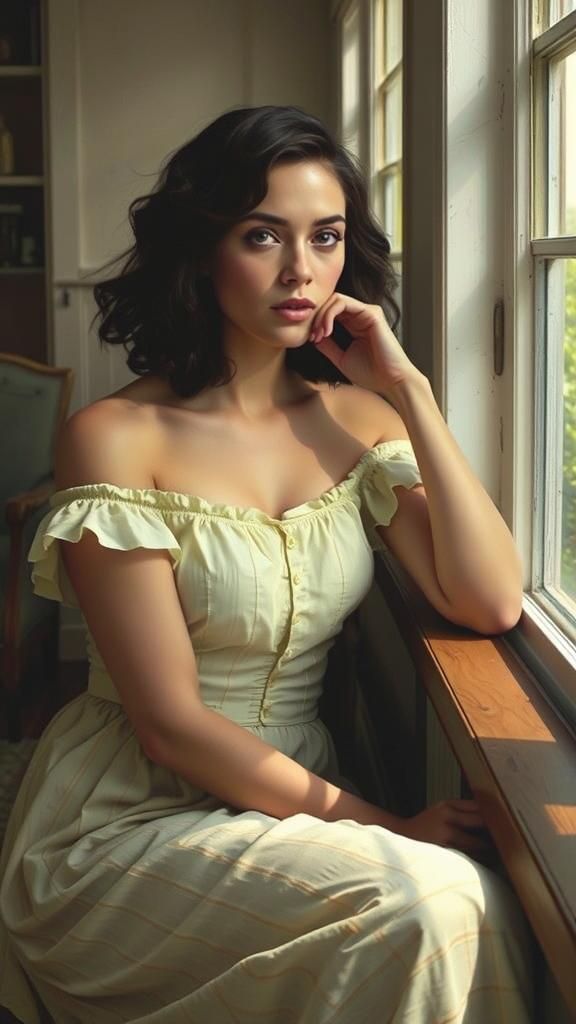 Woman in French Dress: American Realism Portrait