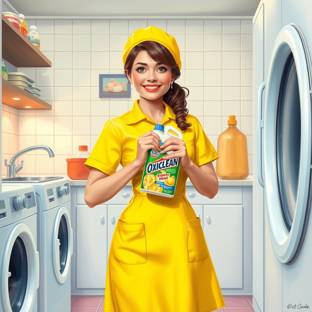 Oxiclean Ad in Norman Rockwell Style