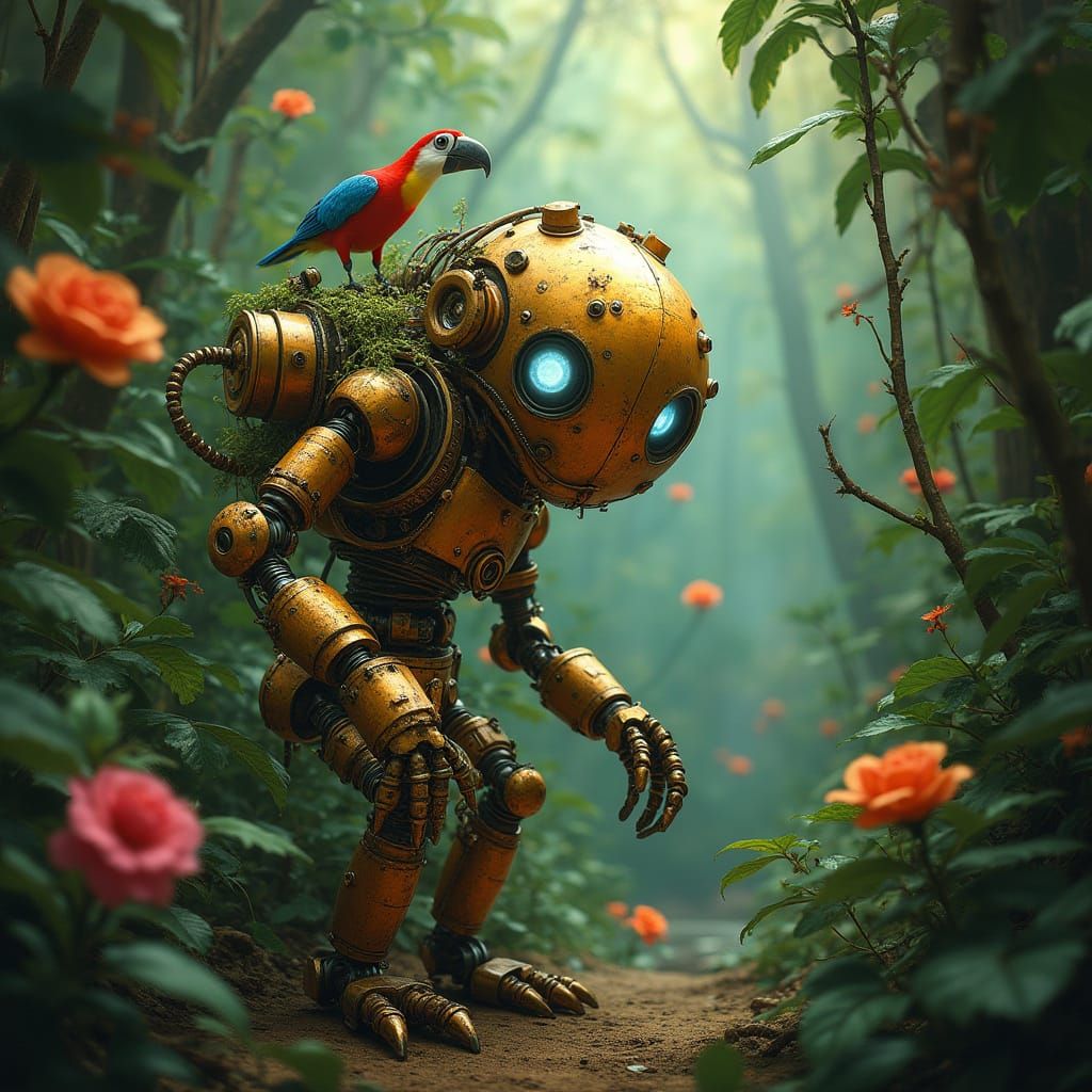 Steampunk Robot Discovers Emerald Jungle