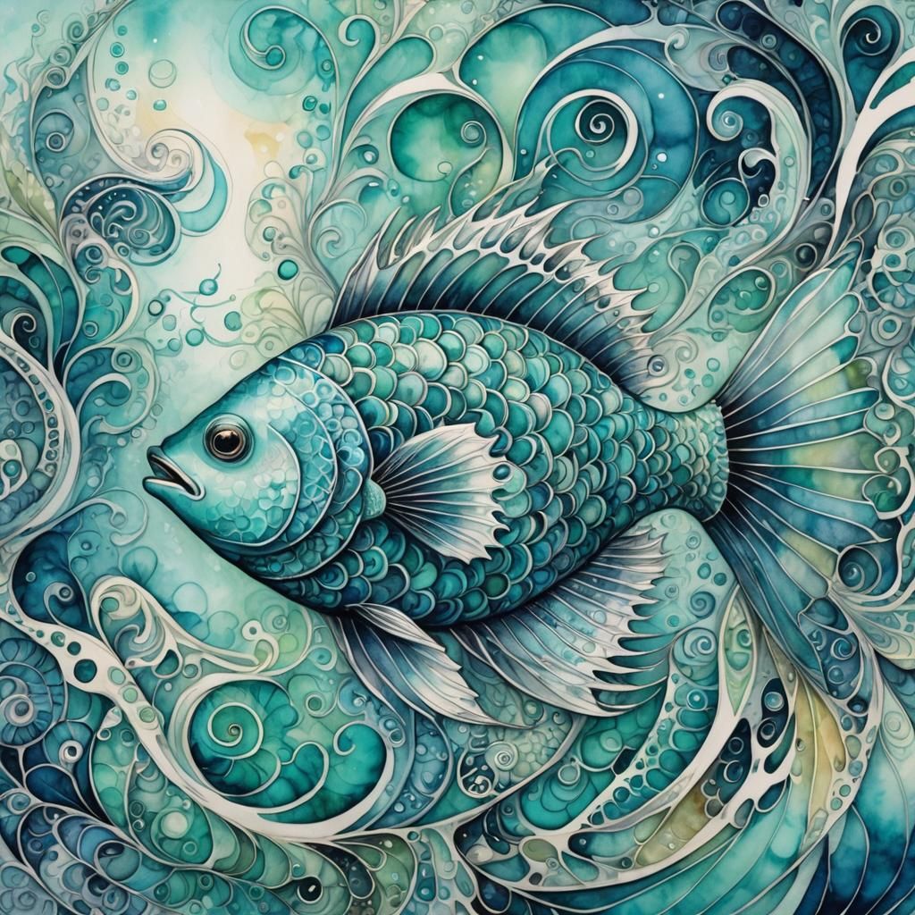 Fantastical Fish Swims Through Fractal Vortex