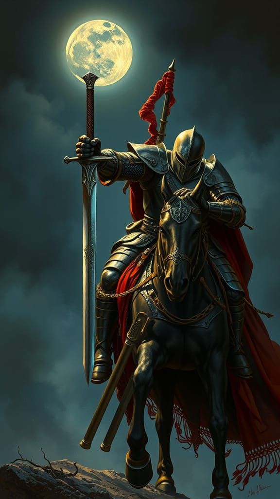 Medieval Knight in Heavy Armor, Inspired by Frazetta's Epic...