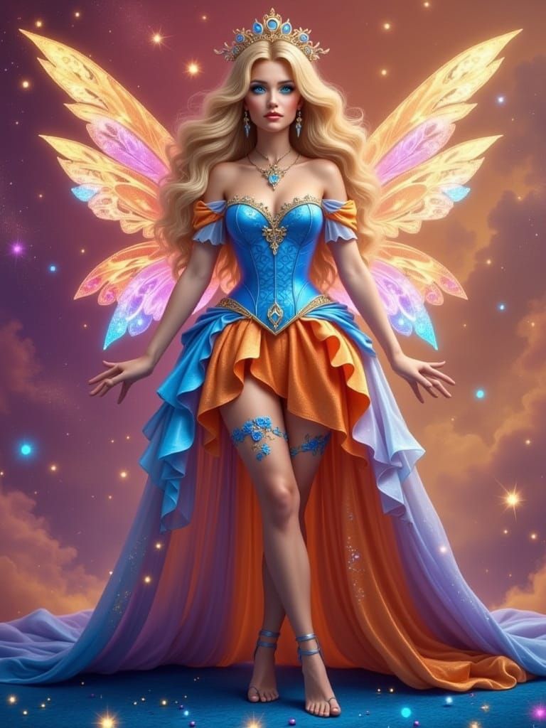 Magical Princess in Ethereal Aura with Vibrant Wings