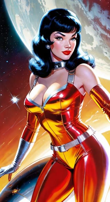 Space Siren in Vibrant Retrofuturism