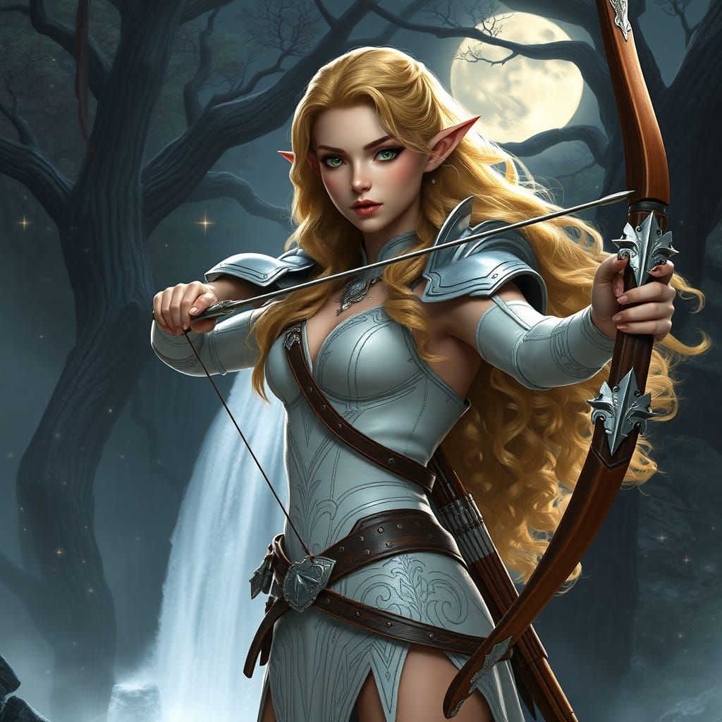 Ethereal Elven Archer in Heroic Pose