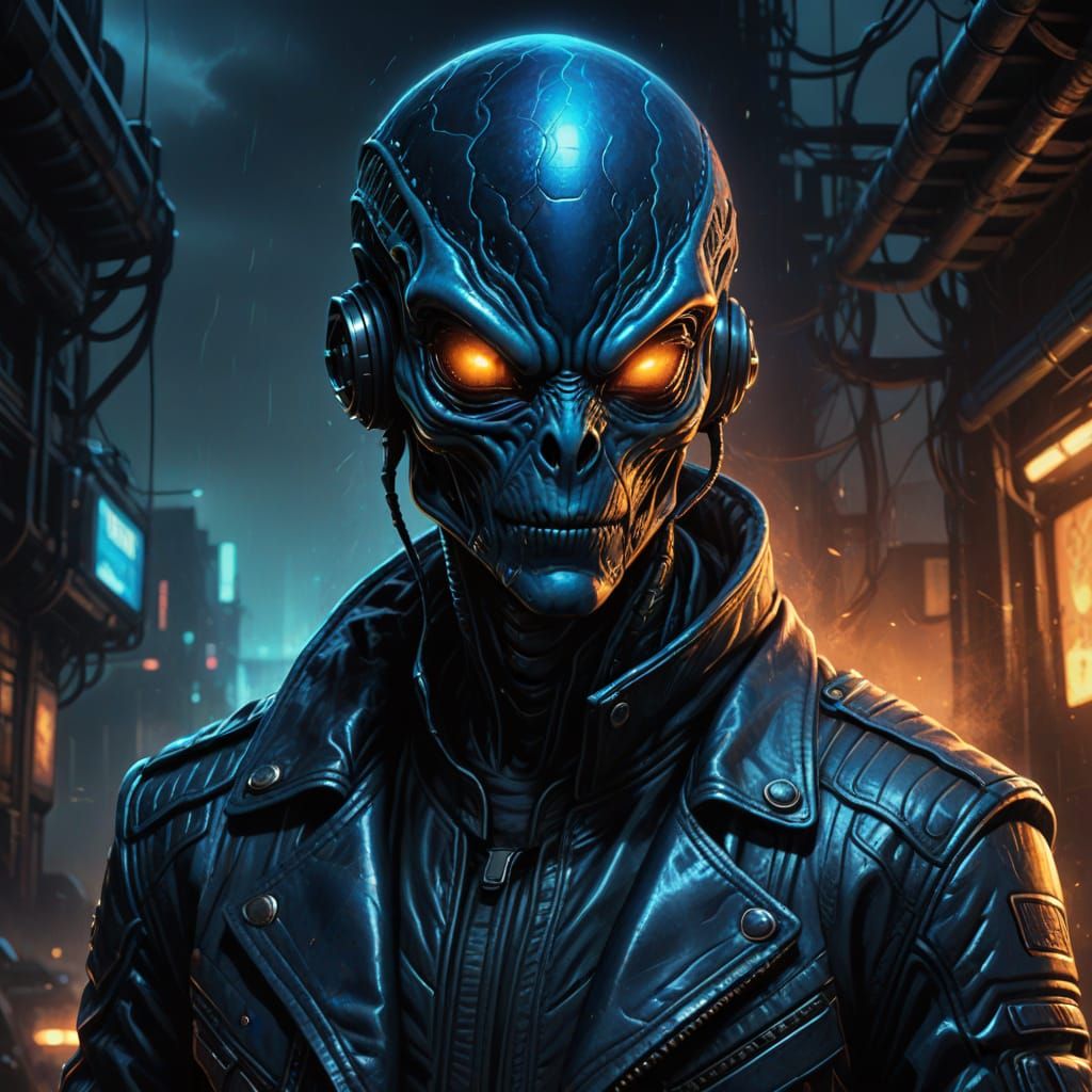 Alien in Leather Jacket Concept Art