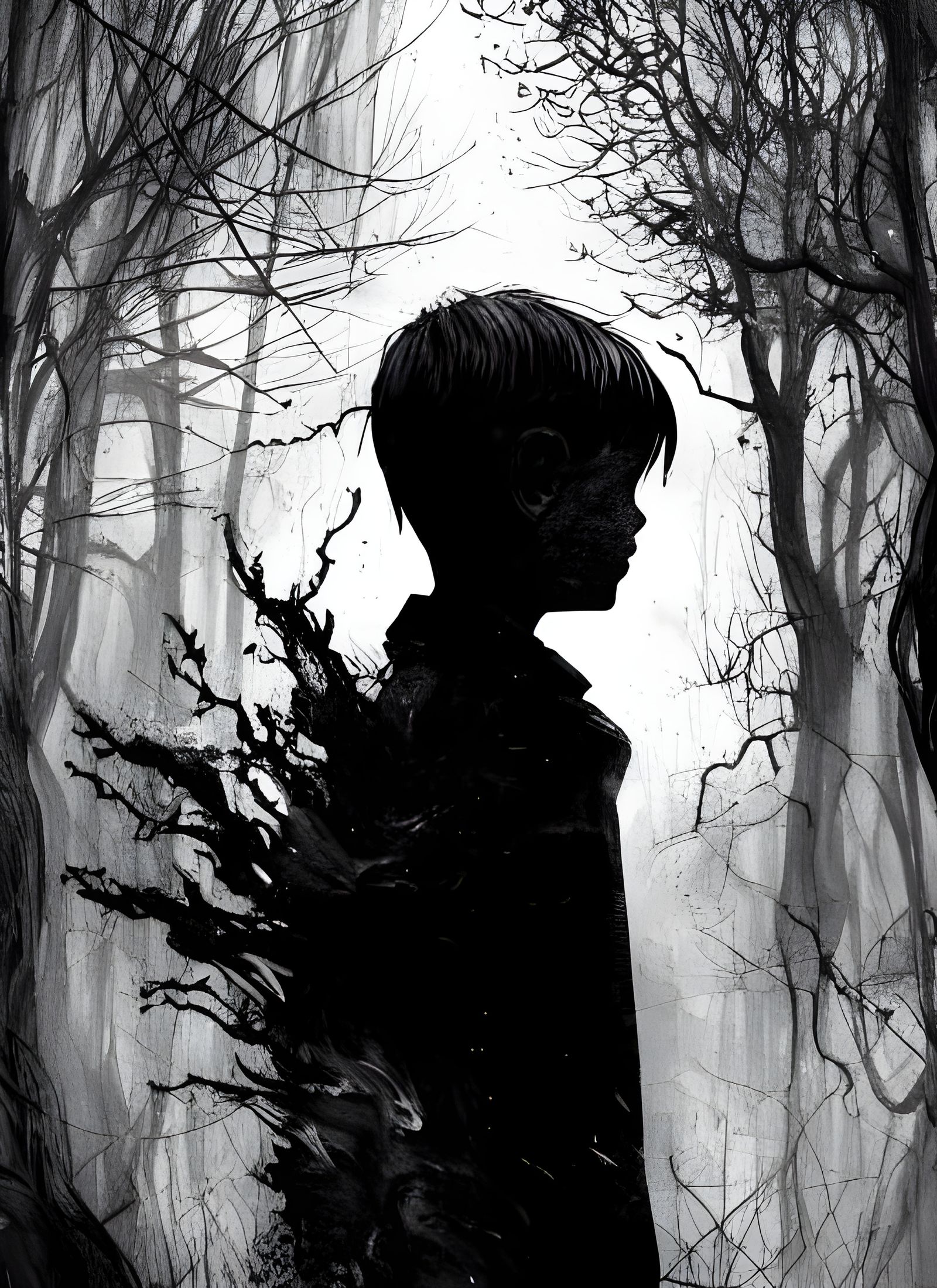 Terrifying Monster in Double Exposure Style