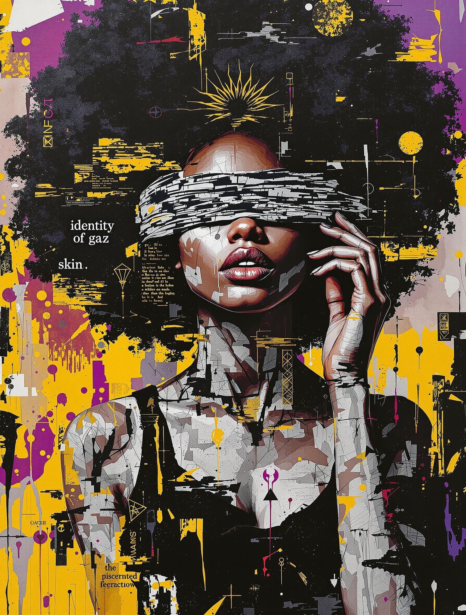 Mixed-Race Woman in Vibrant Digital Portrait