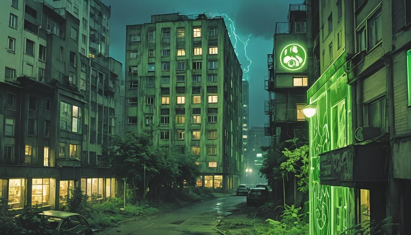 Dystopian City Street in Polish Comic Style