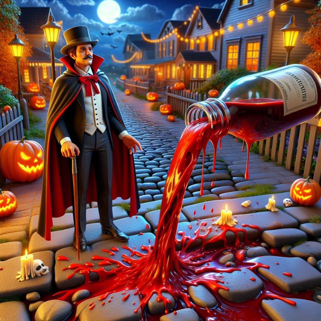 Graf Dracula in Halloween Night Trick or Treating Scene stan...