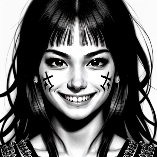 Evil Smile: A Chiaroscuro Portrait in Manga Style