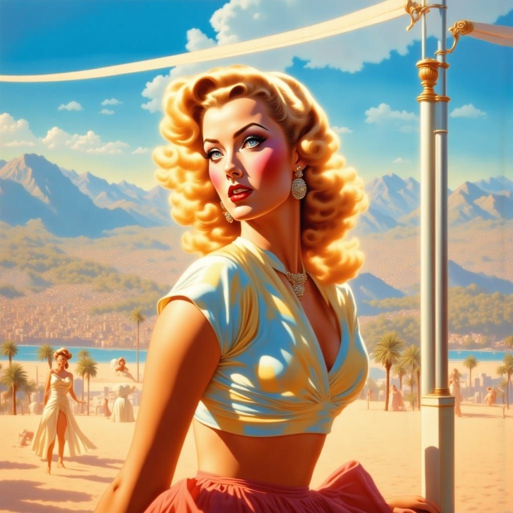 Blonde Women Play Volleyball on Sunny Beach