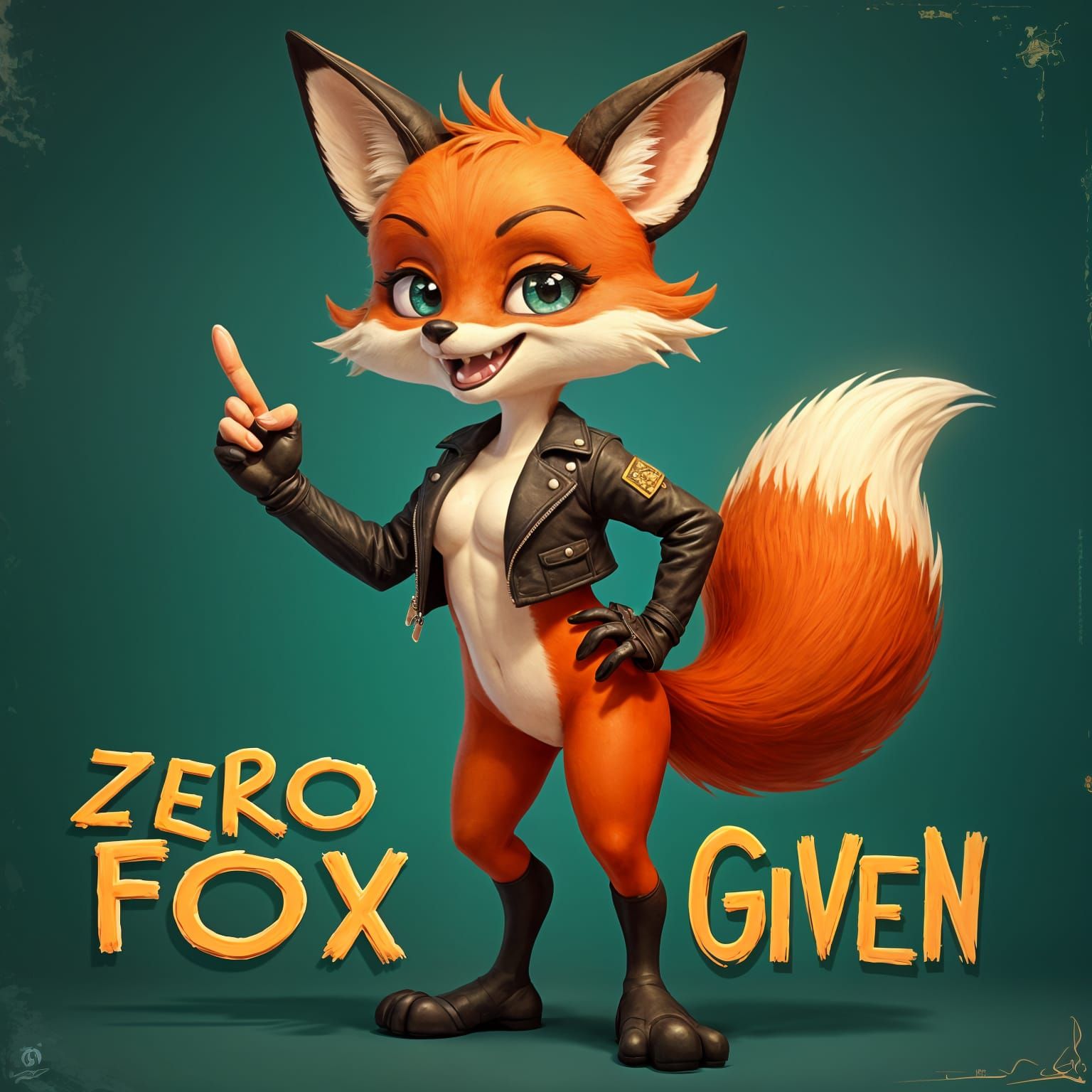 Confident Fox Goddess in Vintage Turquoise and Black