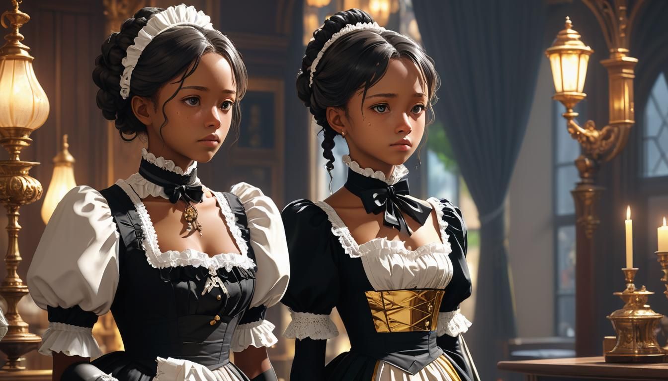 Black Maid in Victorian Dress: 3D Anime Art