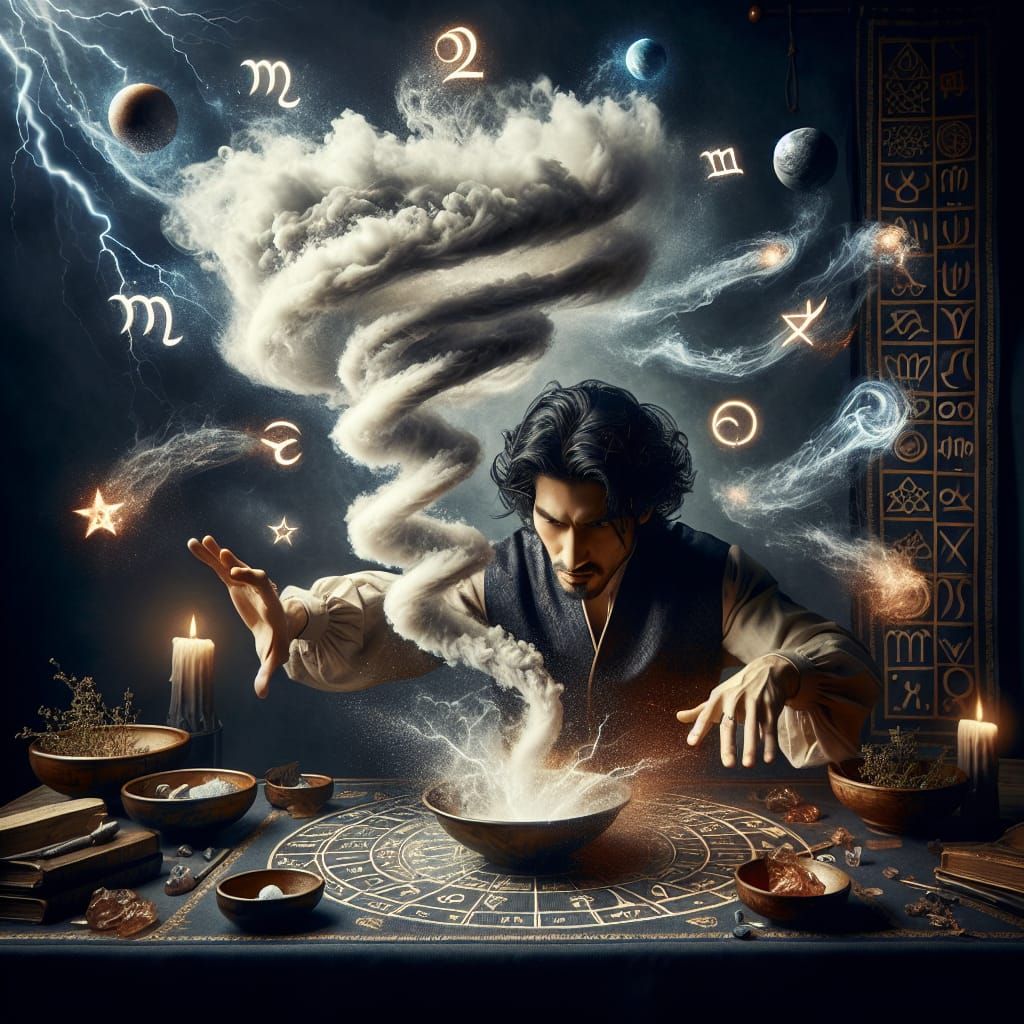 Wizard Creates Tornado of Elements with Arcane Magic