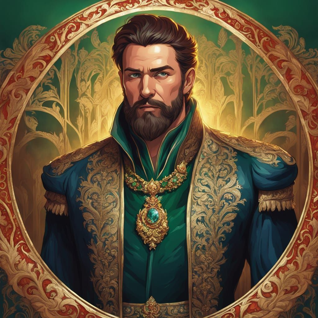 Opulent Merchant Prince Portrait in Fantasy Style
