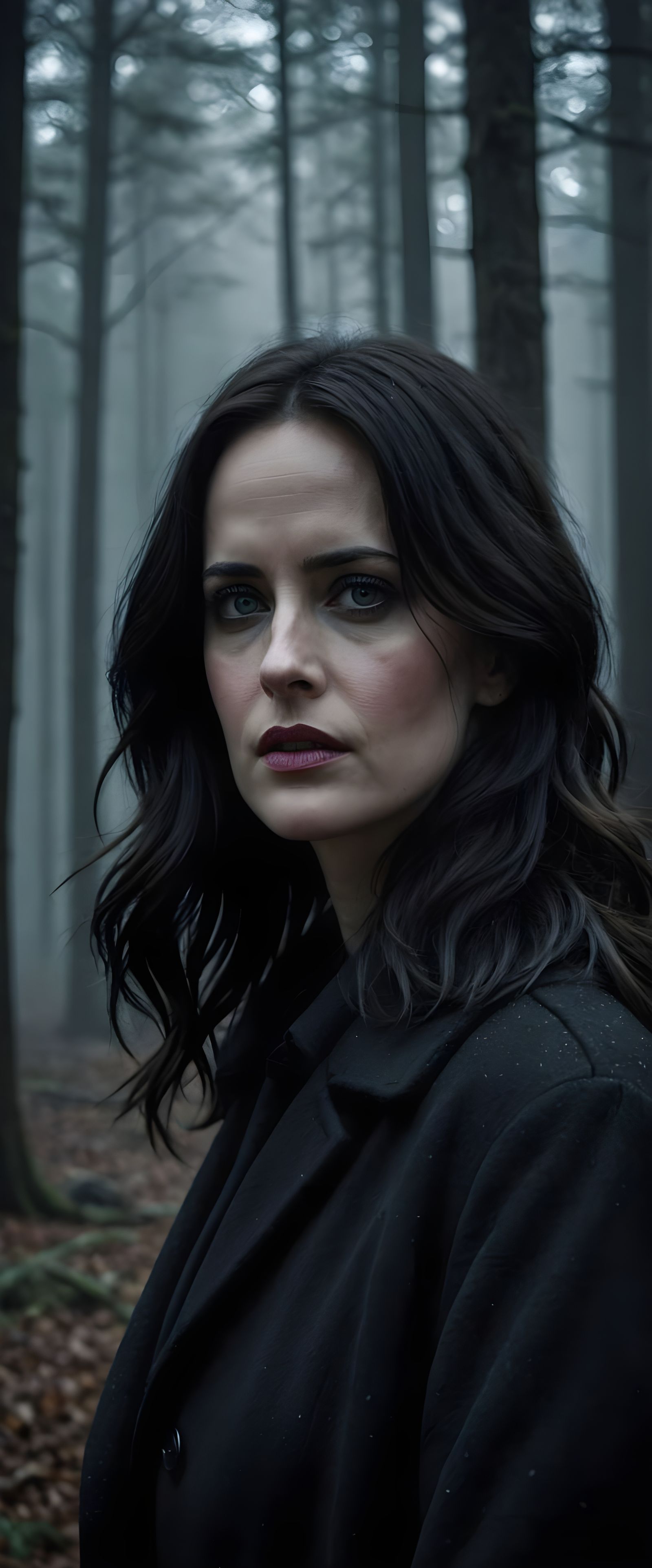 Elegant Noir Portrait of a Hauntingly Beautiful Woman in Dar...