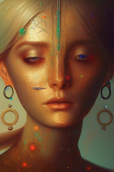 Ominous Woman in Detailed Fantasy Horror Painting