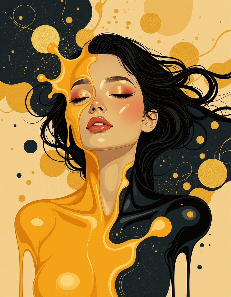 Melting Wax Woman in Surreal Futuristic Style