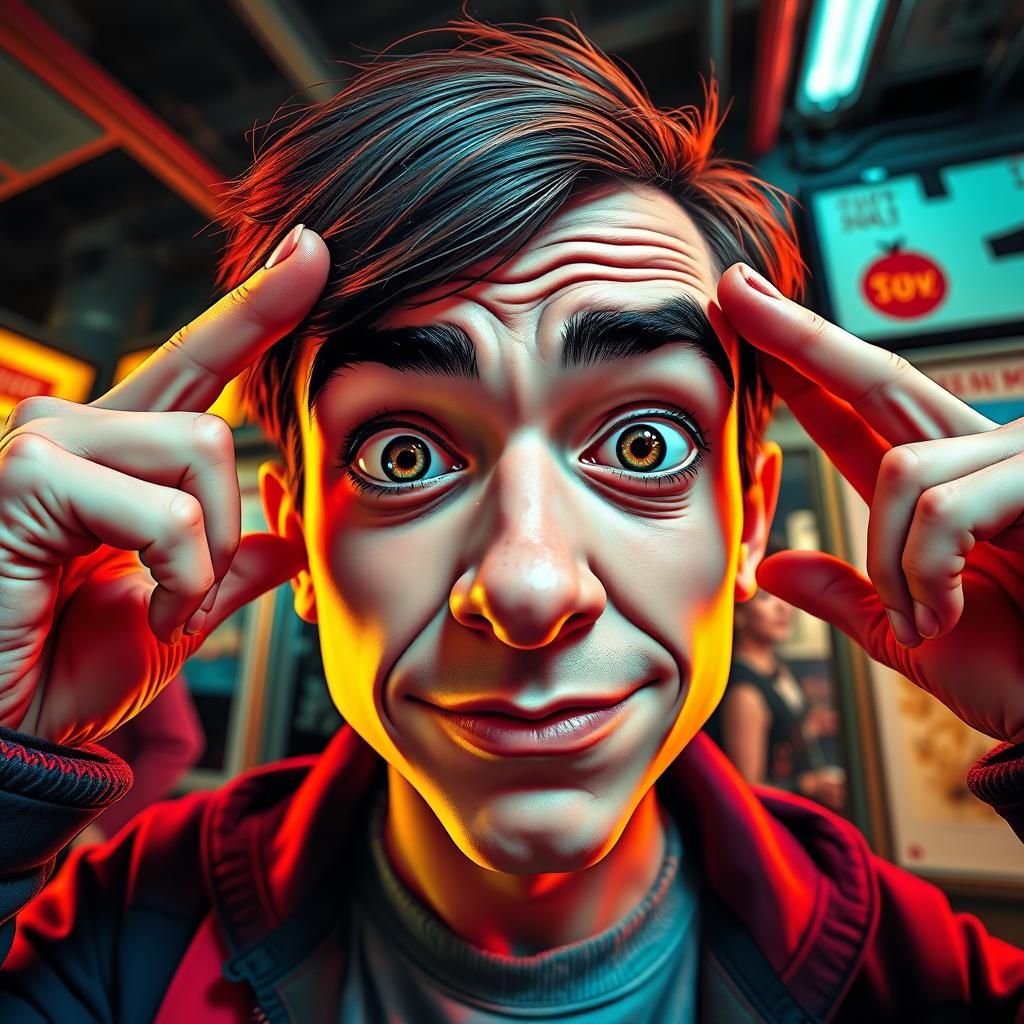 Humorous Caricature of a Man in Comic Art Style