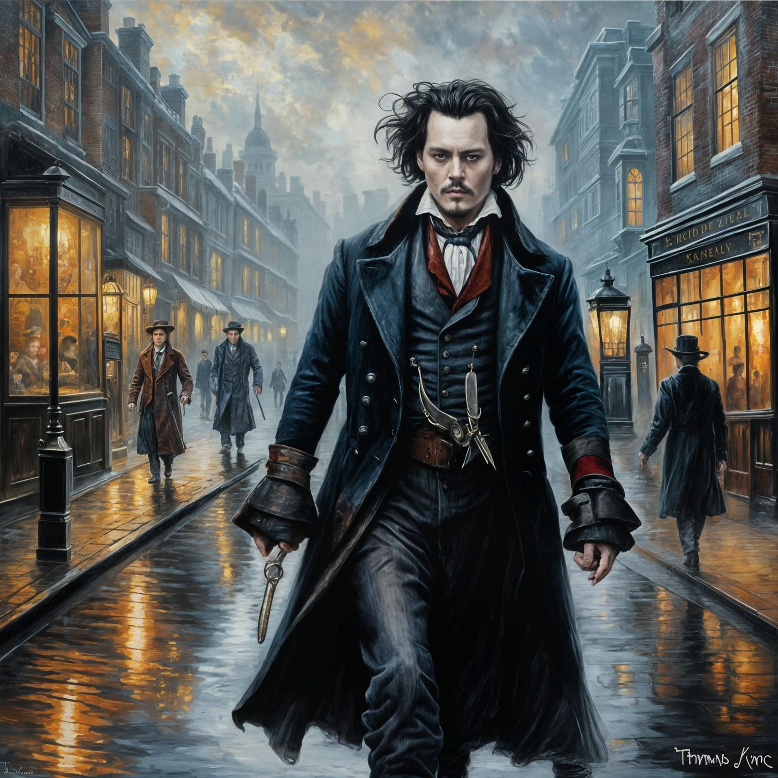 Ethereal Victorian Gentleman Strolls Through Misty London St...
