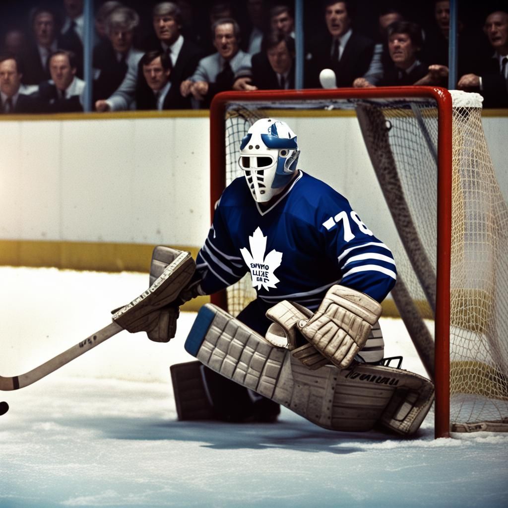1970s Hockey Goalie Makes Dramatic Save
