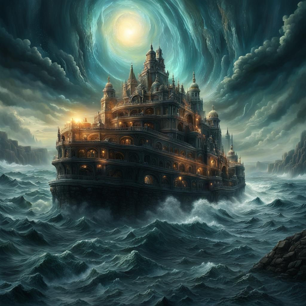Divine Rescue from a Whirlpool: Epic Digital Painting