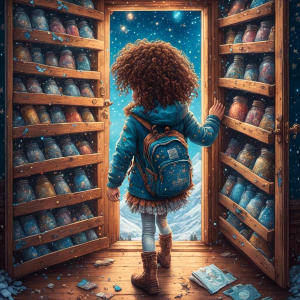 Girl Stepping Out of Closet with Sparkle