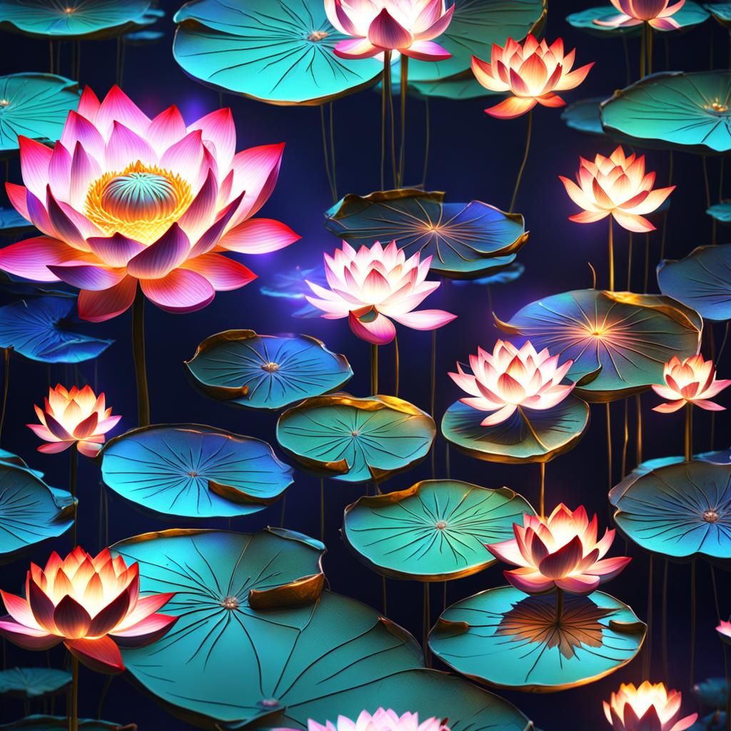 Glowing Lotus Flowers in Fantasy Concept Art