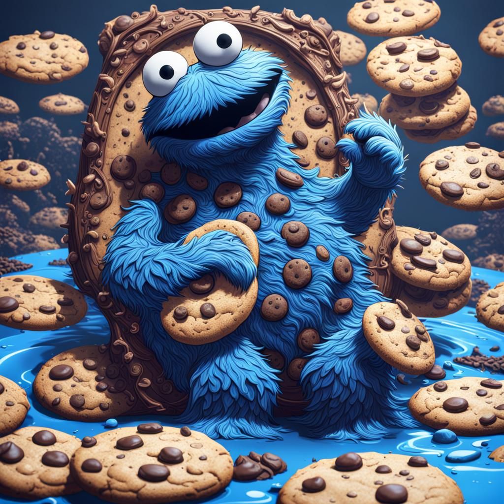 Detailed Matte Painting of Cookie Monster