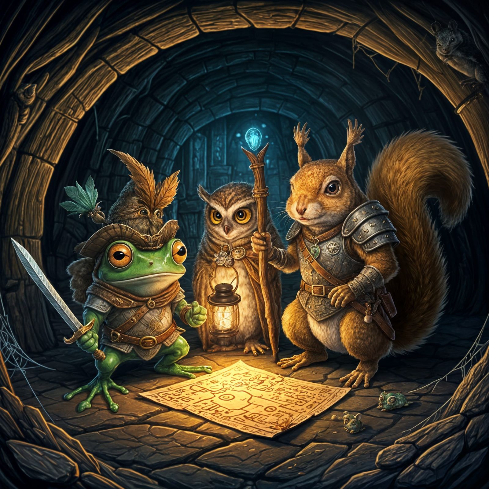 Animal Adventurers Explore a Fantasy Dungeon