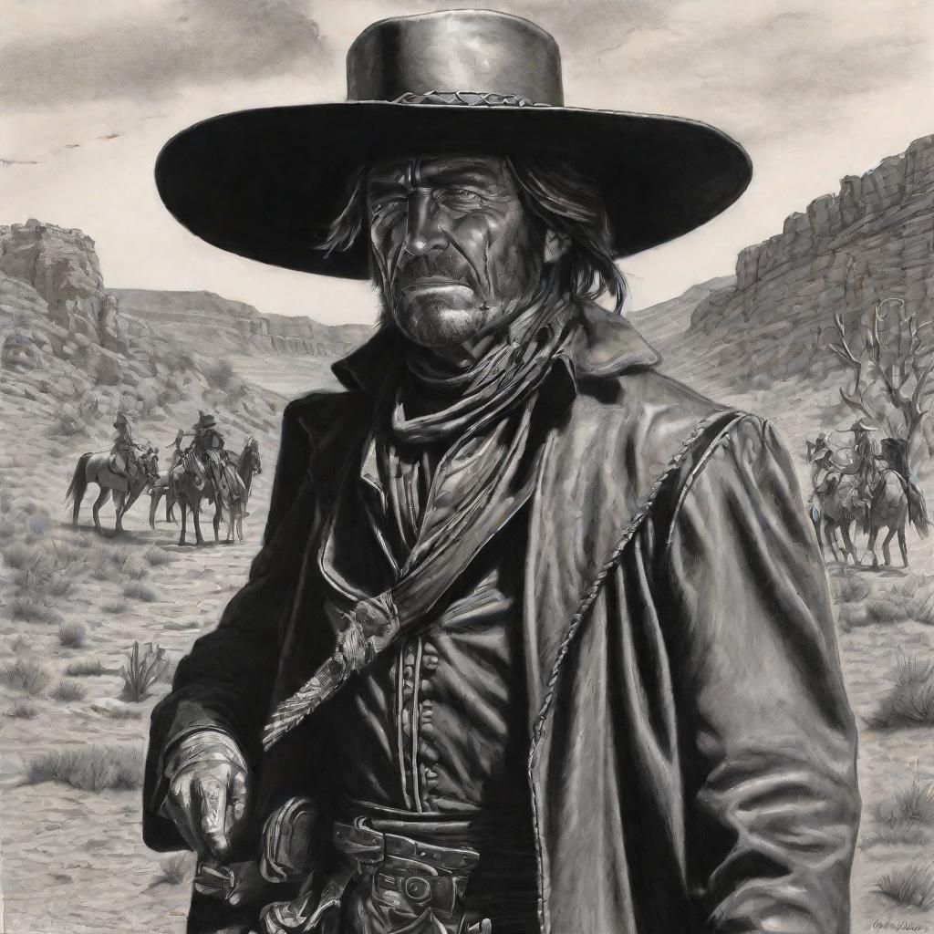 Zorro Visits The High Chaparral: Charcoal Drawing