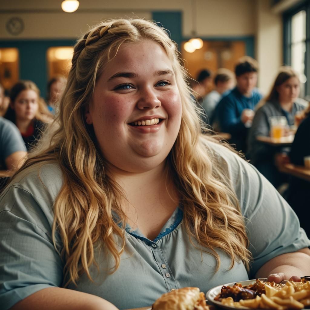 Cinematic Portrait of a Girl in School Canteen