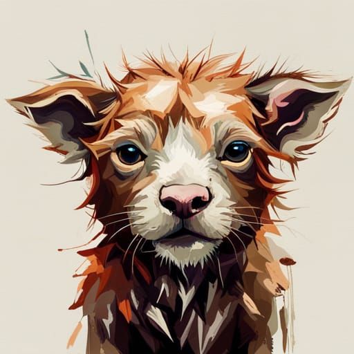 Adorable Baby Animal Oil Painting in Expressive Style