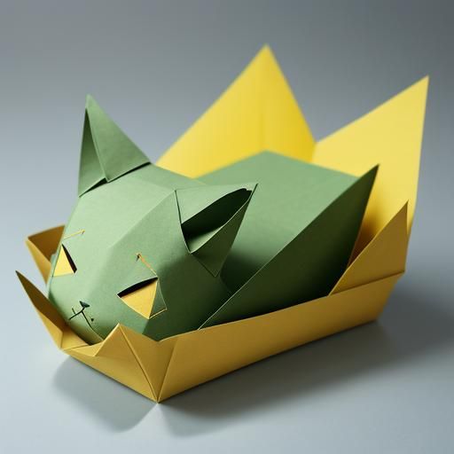 Tintin Sketch: Cat Hatching in Origami Style