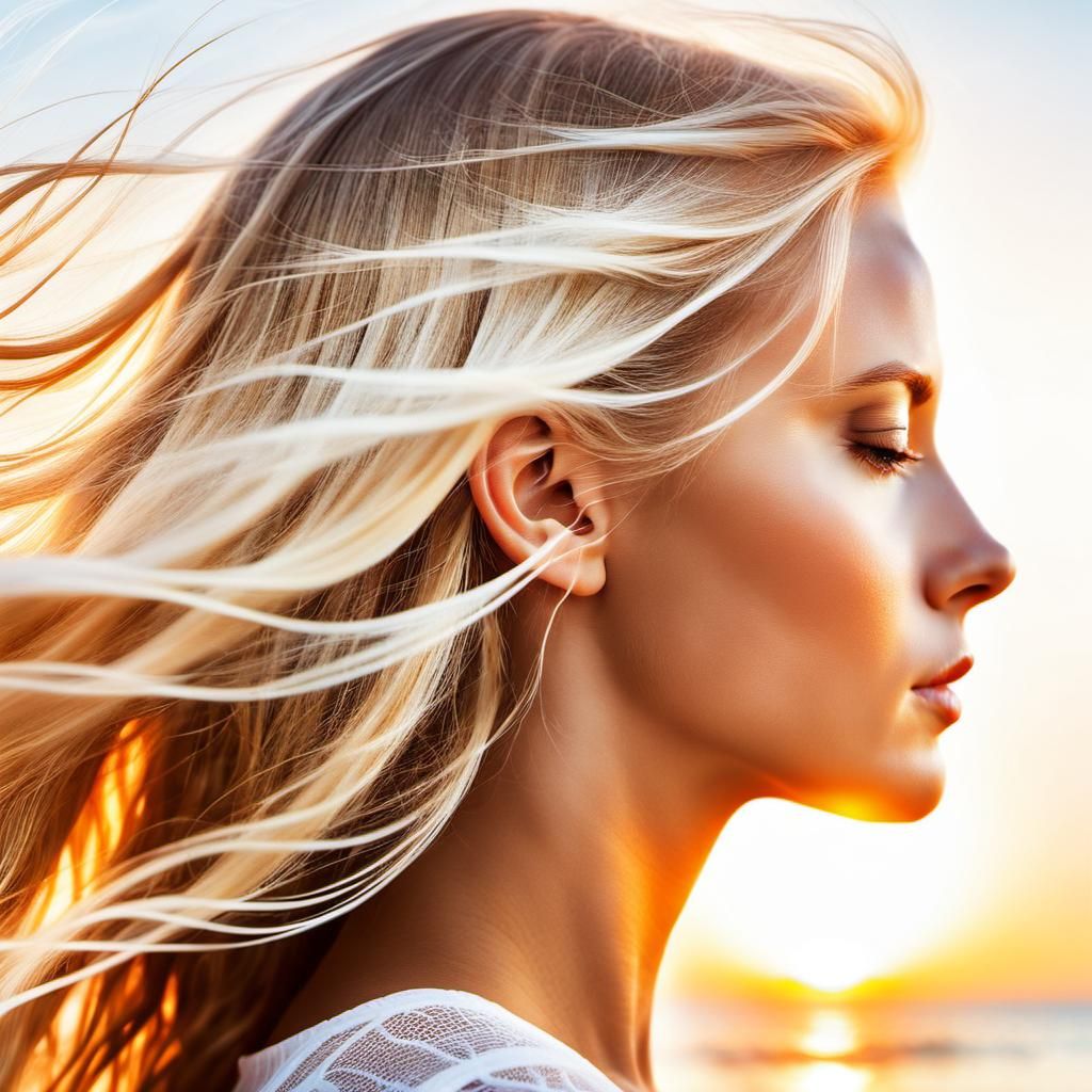 Sunset Beach Dreams: Woman's Silhouette Double Exposure