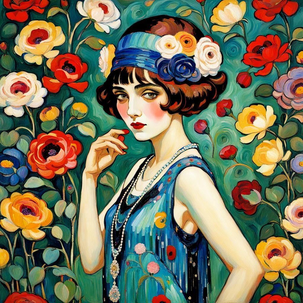 Floral Flapper in Impressionistic Style