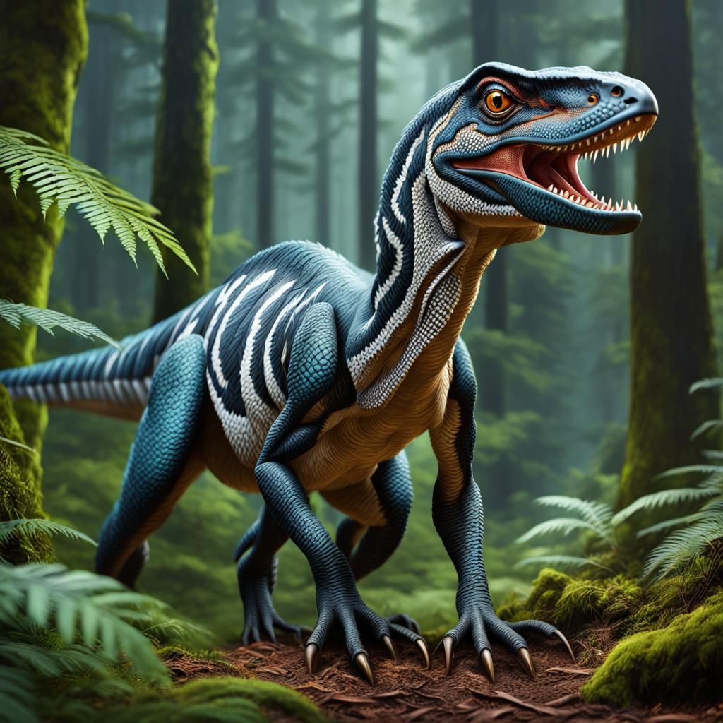 Velociraptor Hunting in Forest Concept Art
