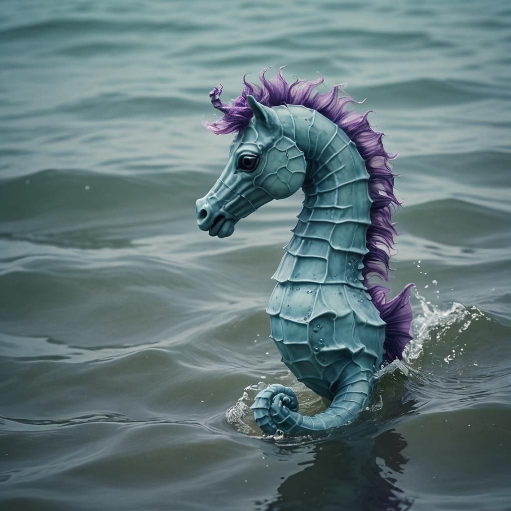 Light Blue Seahorse Pony in the Sea